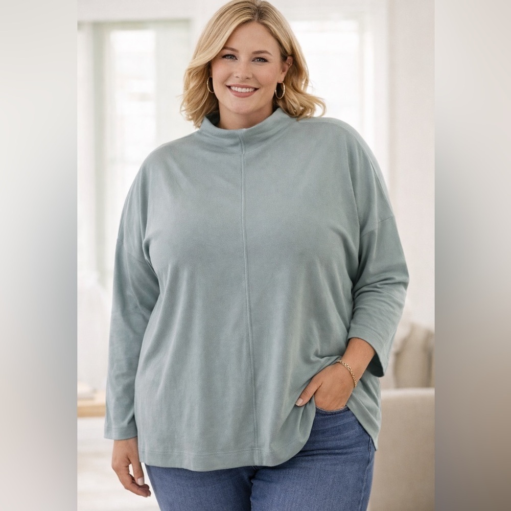 J Jill Mock Neck Tunic Dusty Green 2X